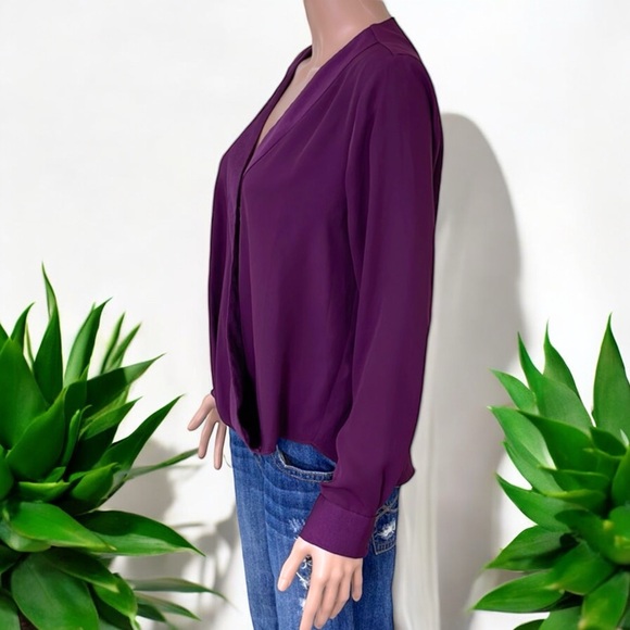 Banana Republic Long Sleeves Pieced Wrap Elderberry Glo Blouse - Picture 8 of 16